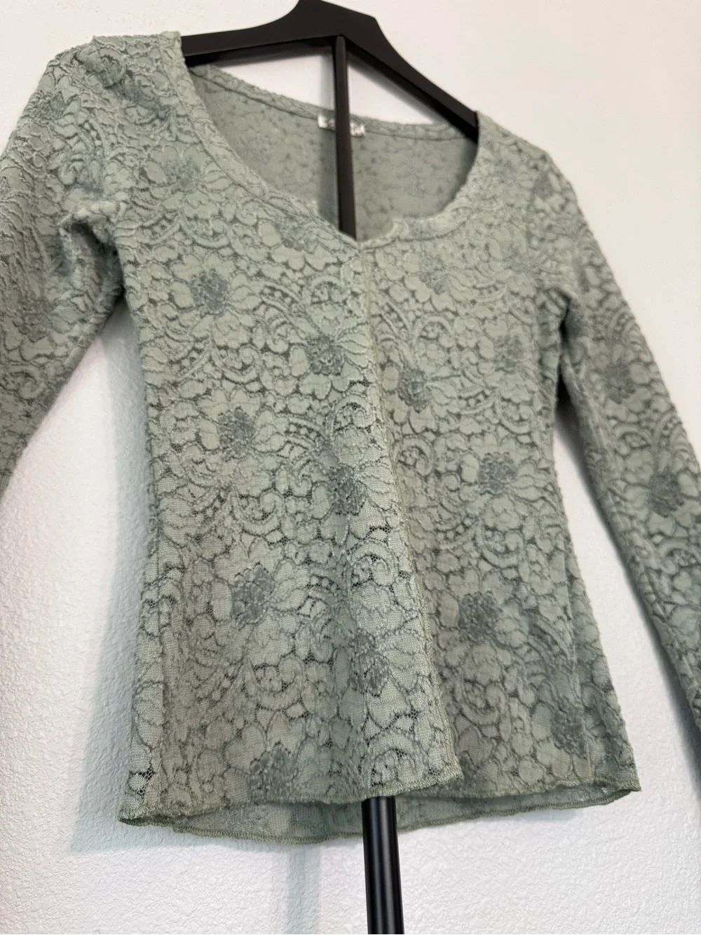 Free People Cloud Ride Notch Long Sleeve Ribbed Top Fitted Women Size XS